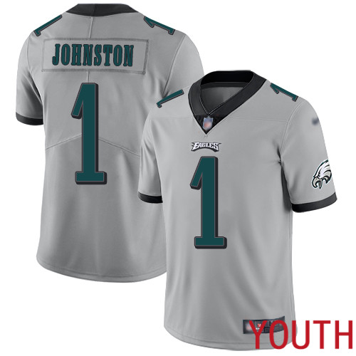 Youth Philadelphia Eagles #1 Cameron Johnston Limited Silver Inverted Legend NFL Jersey Football